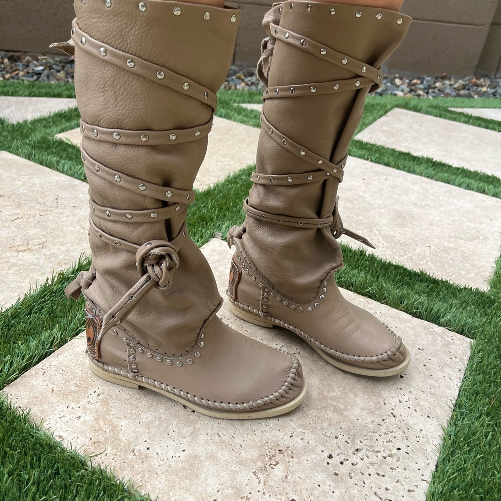 Hector Riccione moccasin boots tan leather - Picture 8 of 15